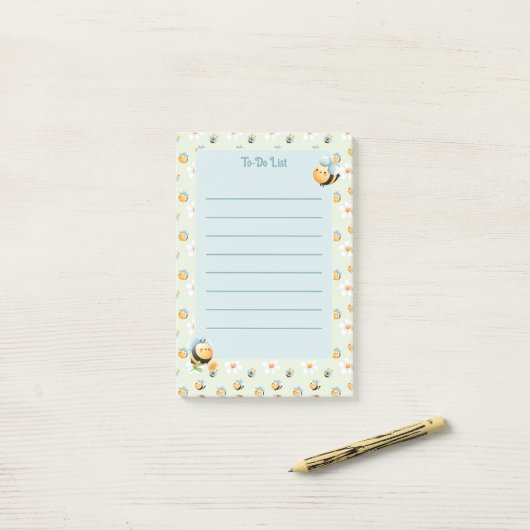 Cute Honingbij Kinderen Takenlijst Post-it® Notes (Op bureau)