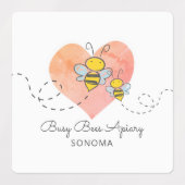 Cute honingbijen roze hart imkerij bijenhouderij b labels (Design 1)