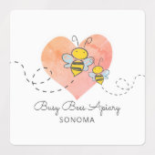 Cute honingbijen roze hart imkerij bijenhouderij b labels (Design 2)