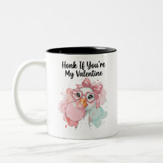 Cute Honk If You’re My Valentine Goose Tweekleurige Koffiemok