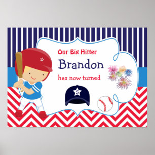 Cute honkbalposter voor jongen met blond haar verj poster