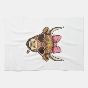Cute Hoogland Koe Hart Bril Vintage T-shirt Desi Theedoek
