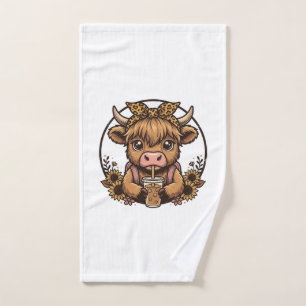 Cute Hoogland Koe Koffie Zonnebloem Vintage T-shir Handdoek