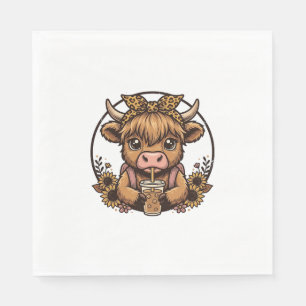 Cute Hoogland Koe Koffie Zonnebloem Vintage T-shir Servet