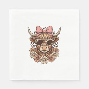 Cute Hoogland Koe Zonnebril Roze Strik Vintage Kun Servet