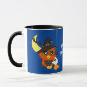 Cute Hoot Owl en Ghost Halloween Mok (Links)