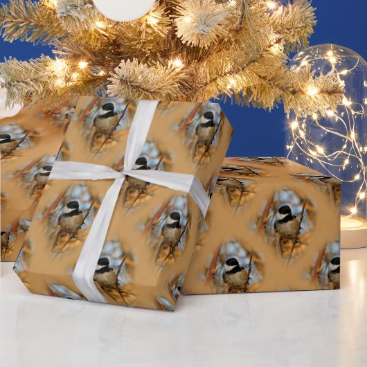 Cute Hopeful Black Capped Chickadee Songbird Cadeaupapier (Feestdagen)