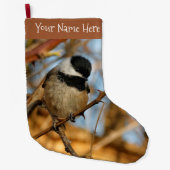 Cute Hopeful Black Capped Chickadee Songbird Grote Kerstsok (Voorkant)