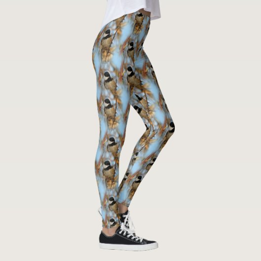 Cute Hopeful Black Capped Chickadee Songbird Leggings (Rechts)
