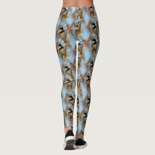 Cute Hopeful Black Capped Chickadee Songbird Leggings (Achterkant)