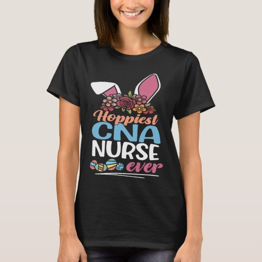 Cute Hoppiest CNA Nurse Ever Bunny Ear Red Plaid E T-shirt (Voorkant)