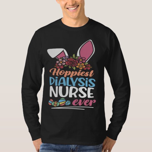 Cute Hoppiest Dialysis Nurse Ever Bunny Ear Red Pl T-shirt (Voorkant)