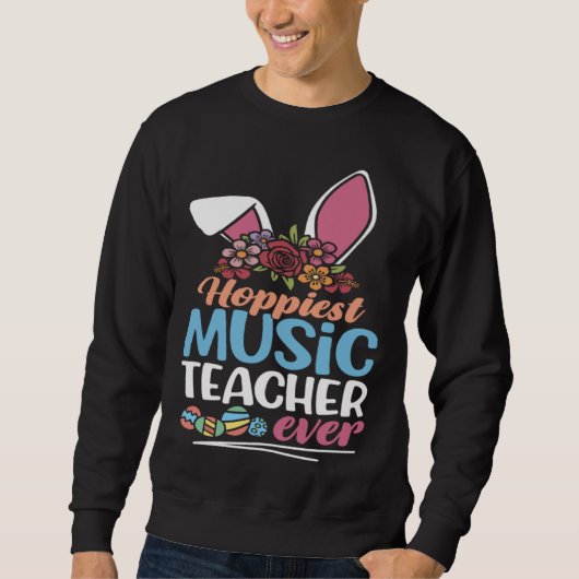 Cute Hoppiest Music Teacher Ever Bunny Ear Red Pla Trui (Voorkant)