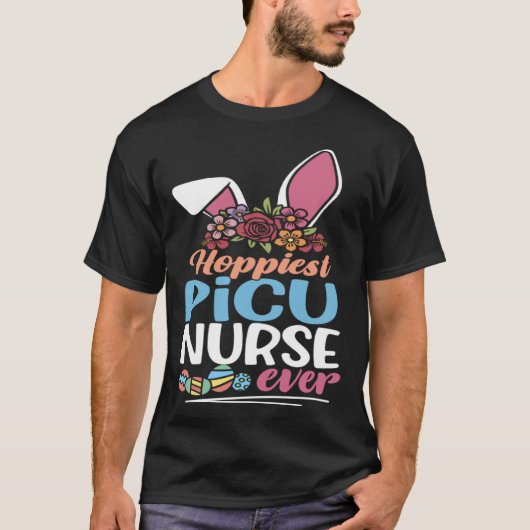 Cute Hoppiest PICU Nurse Ever Bunny Ear Red Plaid  T-shirt (Voorkant)