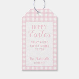 Cute Hoppy Easter Baby Pink Gingham Paasmandje Cadeaulabel