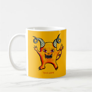 Cute Horned Demon Cartoon Monster Kinder naam Koffiemok