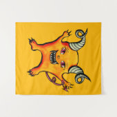 Cute Horned Demon Cartoon Monster Kinder Yellow Wandkleed (Voorkant (horizontaal))