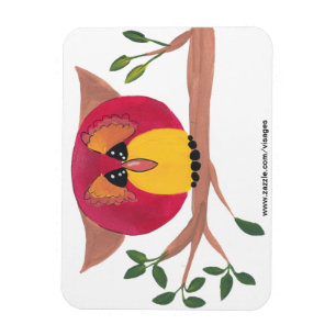 Cute Horned Owl Painting Magneet