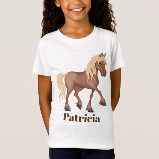 Cute horse add name girl t shirt (Voorkant)