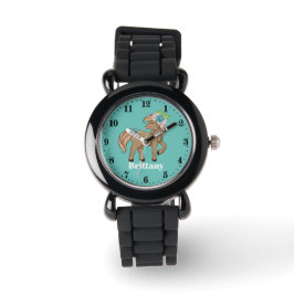 Cute horse add name meisjes Watch Horloge