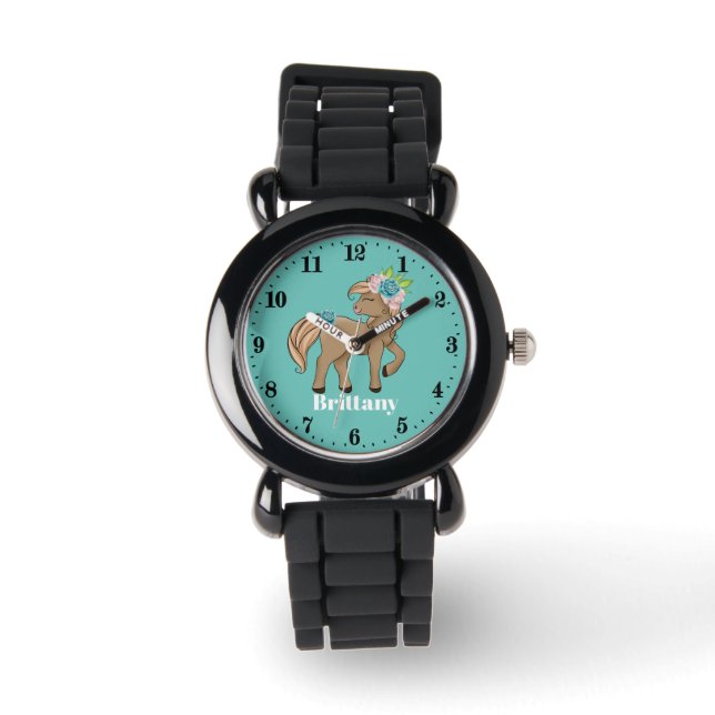 Cute horse add name meisjes Watch Horloge (Voorkant)