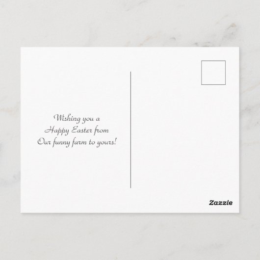 Cute Horse and Flowers Funny Boerderij Happy Pasen Briefkaart (Achterkant)