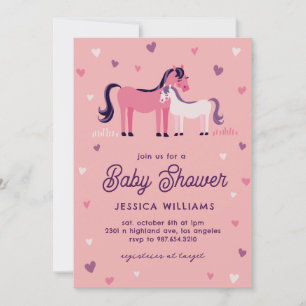 Cute Horse and Foal Invitation Kaart
