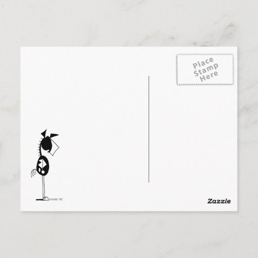 Cute Horse and Wild Flower Cartoon Briefkaart (Achterkant)