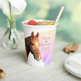 Cute Horse Birthday Party Animal Equestrian Kind Papieren Bekers