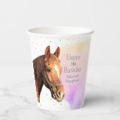 Cute Horse Birthday Party Animal Equestrian Kind Papieren Bekers (Achterkant)