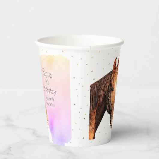 Cute Horse Birthday Party Animal Equestrian Kind Papieren Bekers (Rechts)