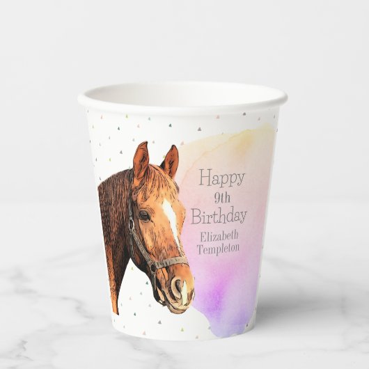 Cute Horse Birthday Party Animal Equestrian Kind Papieren Bekers (Voorkant)