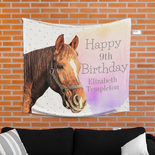 Cute Horse Birthday Party Animal Equestrian Kind Wandkleed