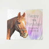Cute Horse Birthday Party Animal Equestrian Kind Wandkleed (Voorkant (horizontaal))