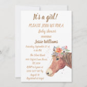 Cute Horse Boho Ranch Baby Girl Westerne Floral Kaart (Voorkant)