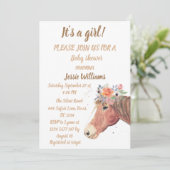 Cute Horse Boho Ranch Baby Girl Westerne Floral Kaart (Staand voorkant)