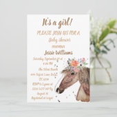 Cute Horse Boho Ranch Baby Girl Westerne Floral Kaart (Staand voorkant)