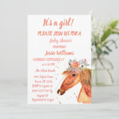 Cute Horse Boho Ranch Baby Girl Westerne Floral Kaart (Staand voorkant)