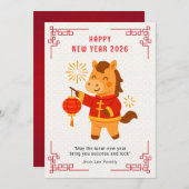 Cute Horse Chinese New Year 2026  Feestdagenkaart (Voorkant / Achterkant)