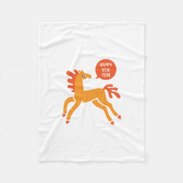 Cute Horse Chinese new year Fleece Deken