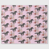 Cute Horse Flowers Glitter Birthday Cadeaupapier (Vlak)