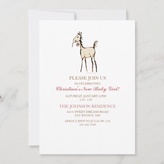 Cute Horse Foal Baby shower Invitation Kaart (Voorkant)