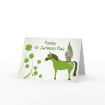 Cute Horse, Gnome and Clovers St. Patrick's Day