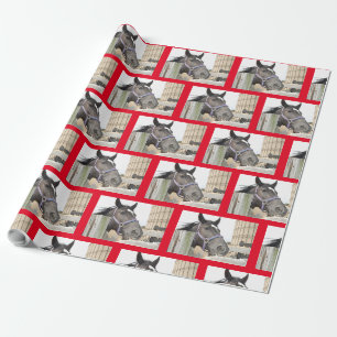 Cute Horse Kauwend op een Fence Post Cadeaupapier
