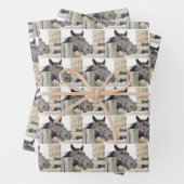 Cute Horse Kauwend op een Fence Post Inpakpapier Vel (In situ)