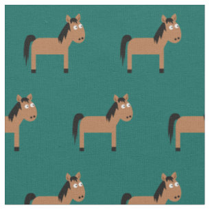 Cute Horse Kind Baby Nursery Blauwgroen Stof