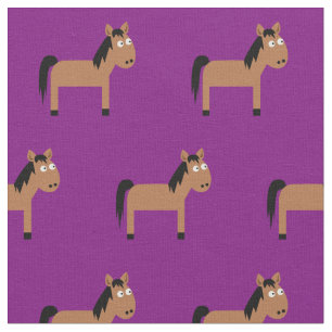 Cute Horse Kind Baby Nursery Paars Stof