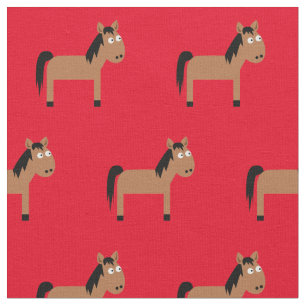 Cute Horse Kind Baby Nursery Red Stof