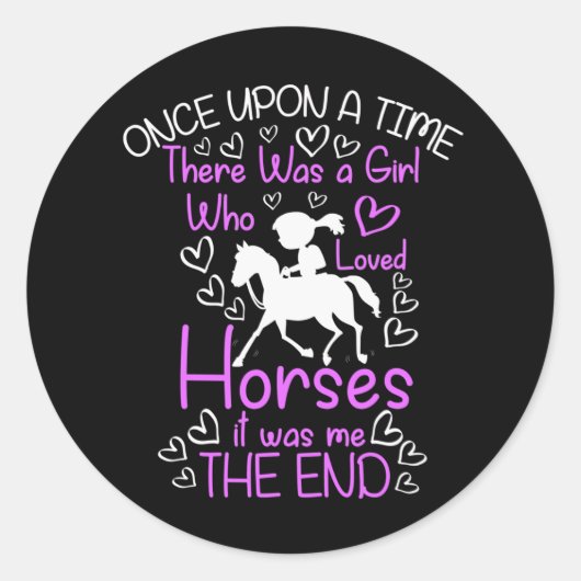 Cute Horse lover Girl Riding Cowgirl Ronde Sticker (Voorkant)