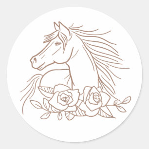 Cute Horse Lover Horses Pony Equestrian Western Ronde Sticker